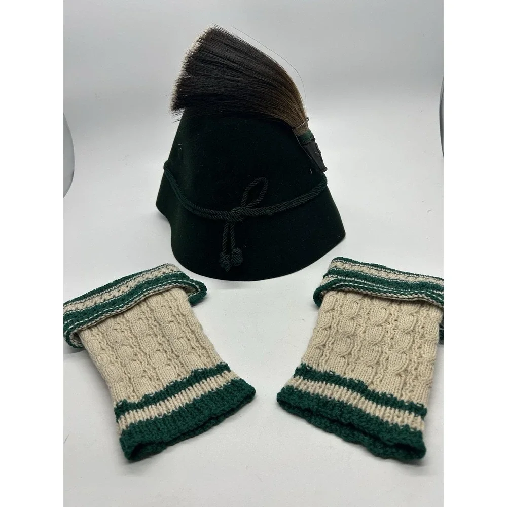 Vtg Bavarian Alpine Tyrolean Octoberfest  wool Felted HAT Hunting Pin & Socks